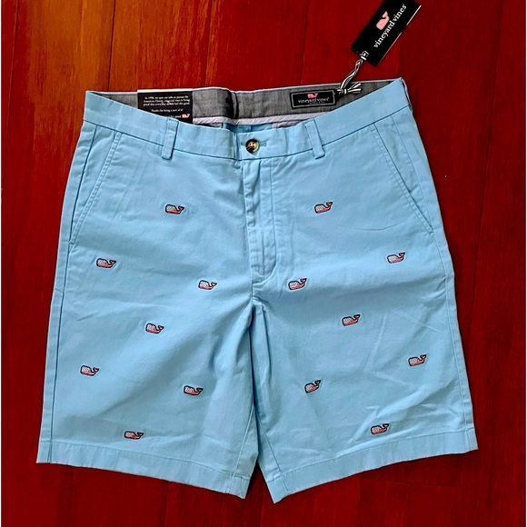 NWT VINEYARD VINES 9” EMBROIDERED STRETCH BREAKER SHORTS Ocean Breeze Blue 34 - Picture 2 of 3